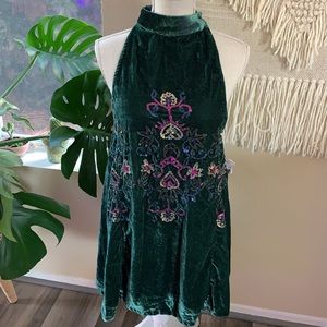 Sold. NWT Free people green velvet dress